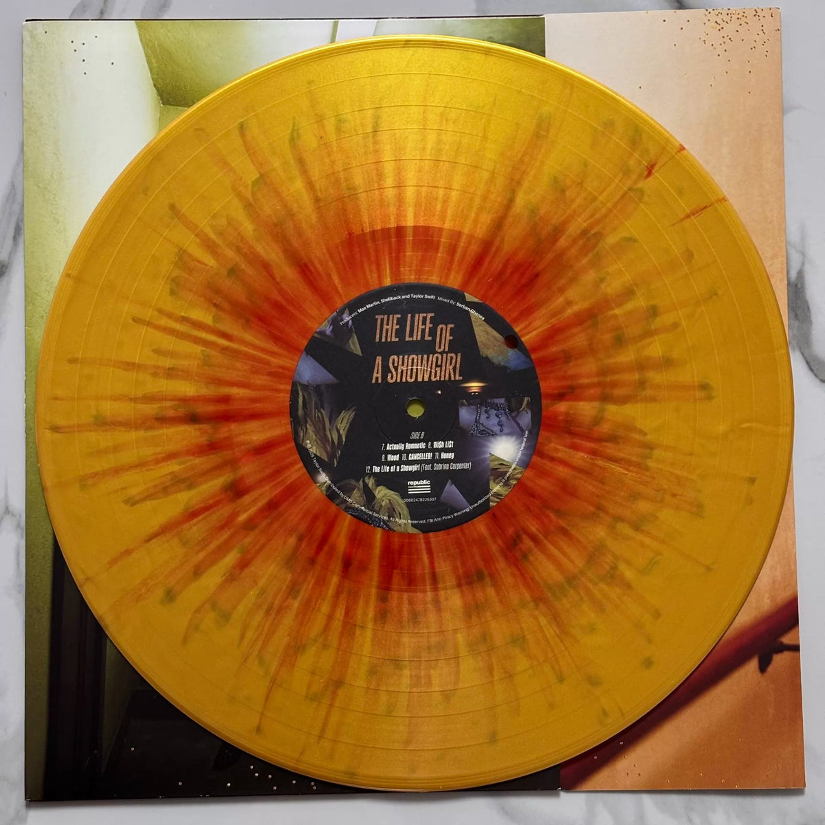 Taylor Swift – The Life of a Showgirl, Yellow Splatter Vinyl LP – actual item photograph 5
