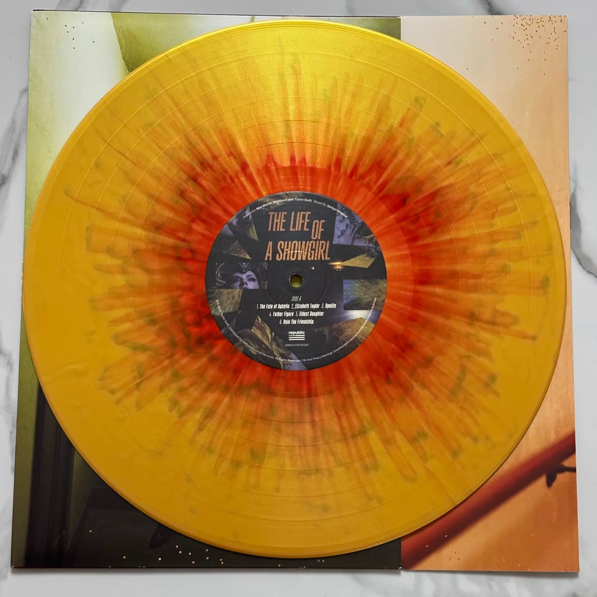 Taylor Swift – The Life of a Showgirl, Yellow Splatter Vinyl LP – actual item photograph 6