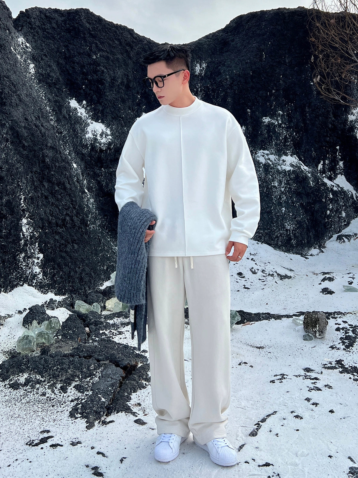 [New Zealand Winter] Winter Warm Heat Storage Soft Waxy German Velvet Bottom Long Sleeve T-Shirt Men