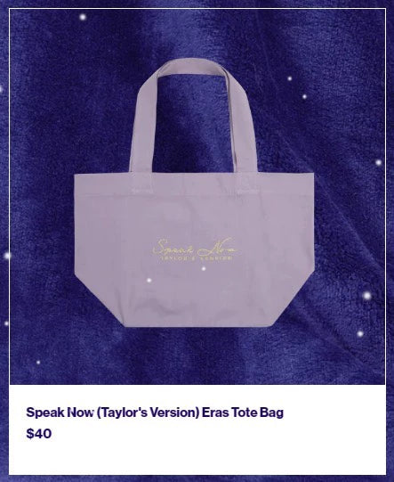 Taylor Swift – Speak Now (Taylor's Version) – Eras Tour Canvas Tote Bag — front view