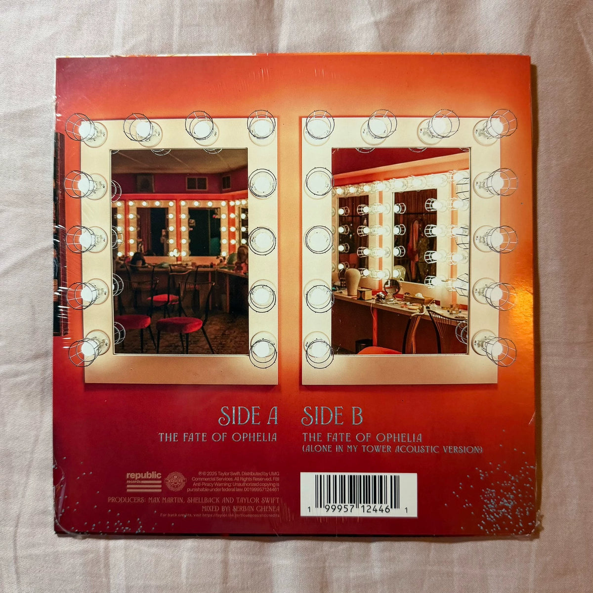 Taylor Swift – The Fate of Ophelia – Translucent Orange Vinyl Single – Sealed – back cover