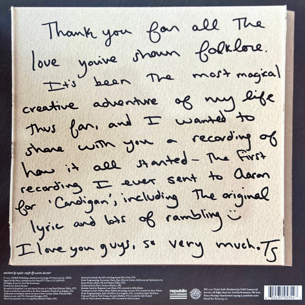 Taylor Swift – Cardigan (+ Songwriting Voice Memo) – 12-Inch Vinyl – image 2