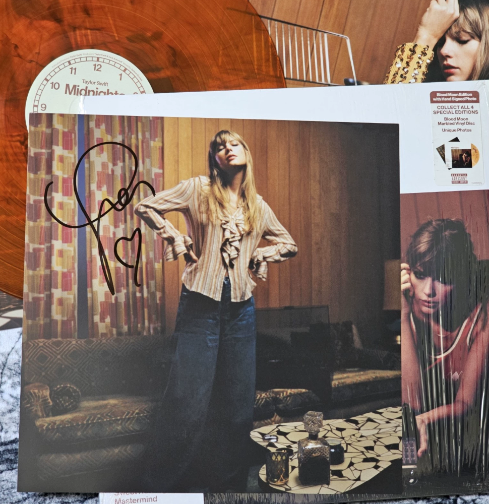 Taylor Swift – Midnights Blood Moon Signed Poster Autograph Opened With Sticker