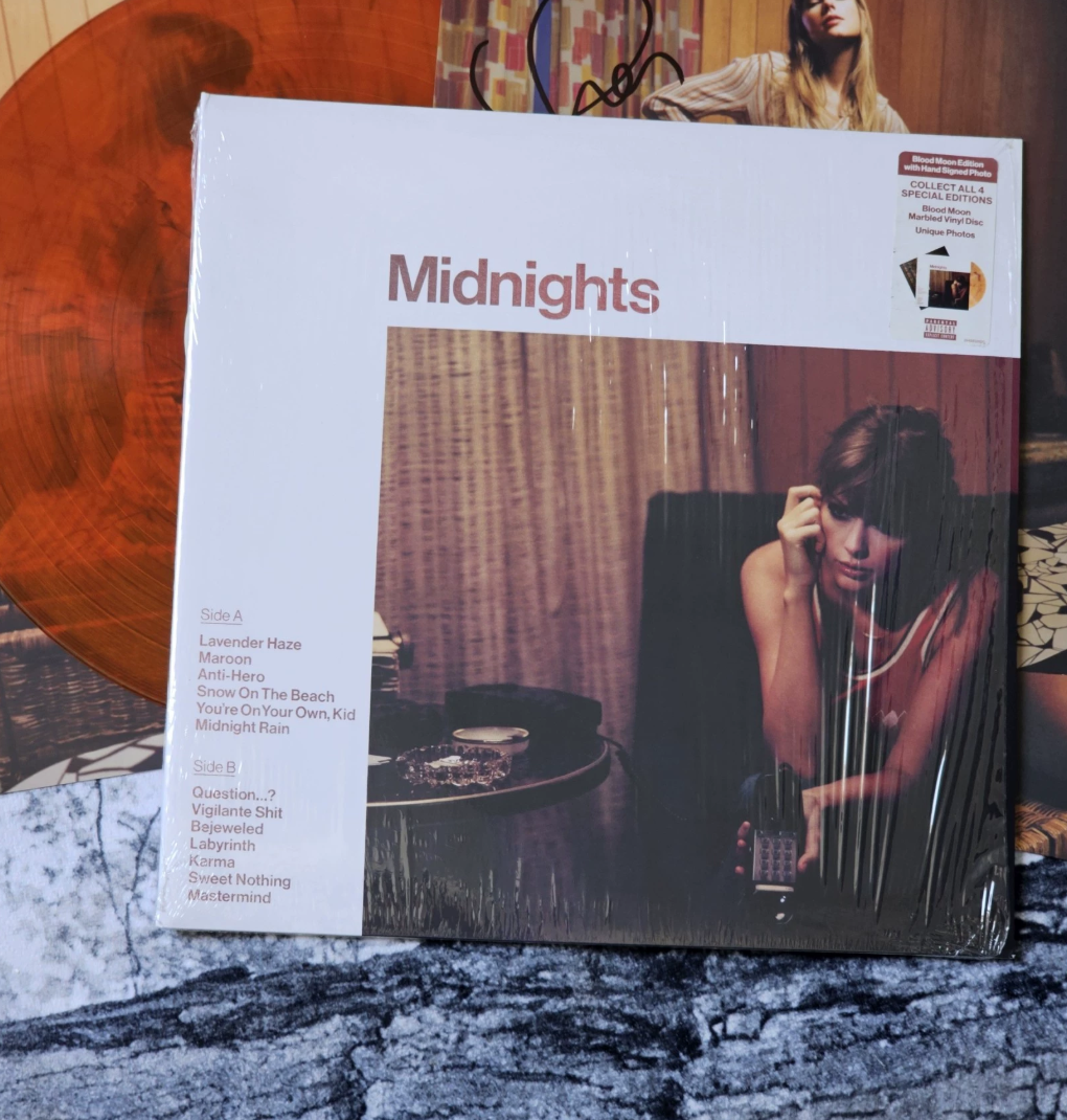 Taylor Swift – Midnights Blood Moon Signed Poster Autograph Opened With Sticker