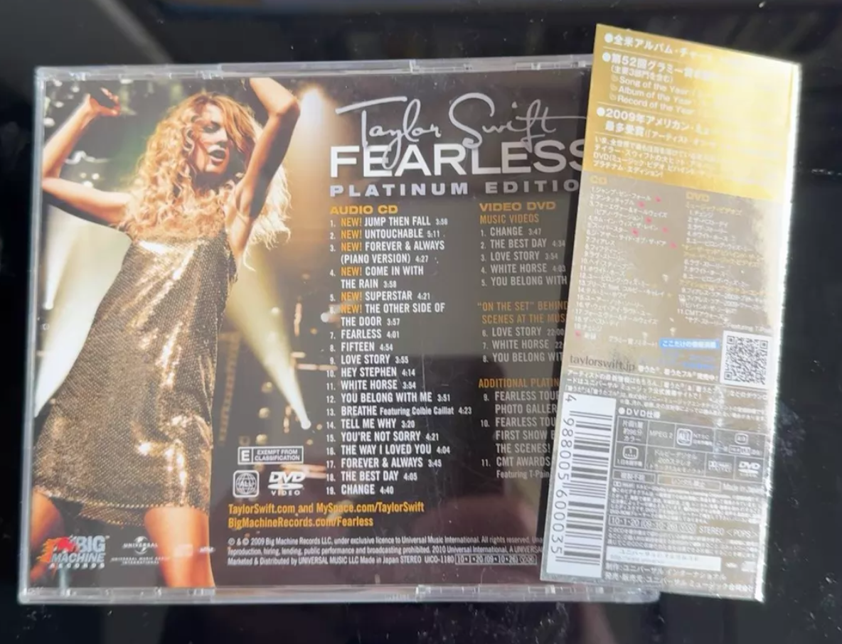 Taylor Swift – Fearless Platinum Edition Japan CD DVD Open Box Complete