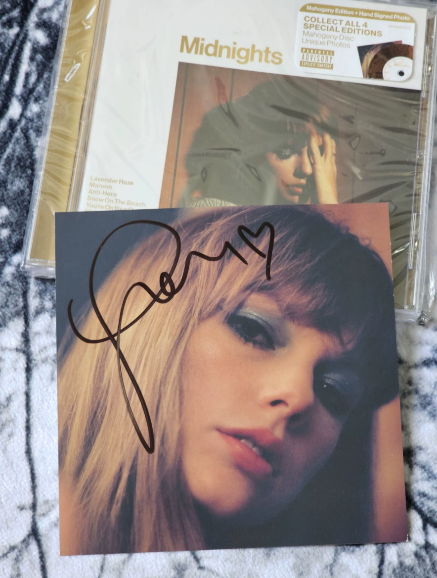 Taylor Swift – Midnights Mahogany Signed CD Heart Signature Opened