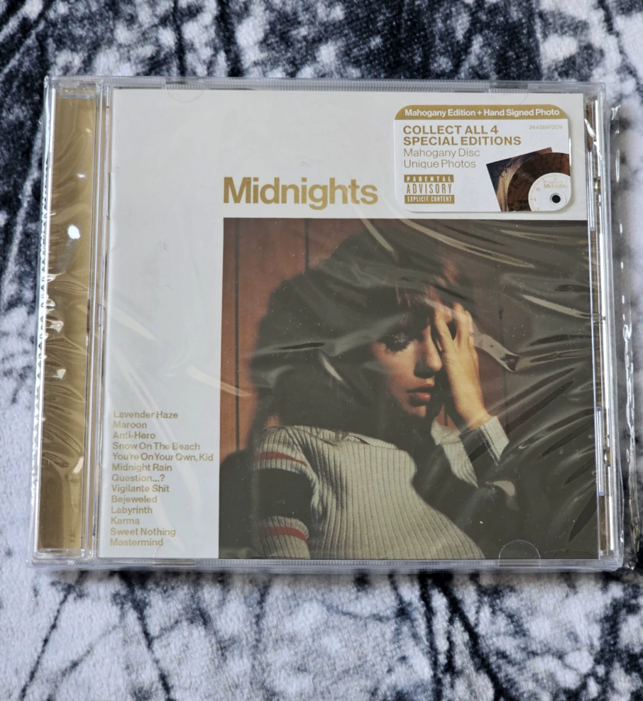 Taylor Swift – Midnights Mahogany Signed CD Heart Signature Opened