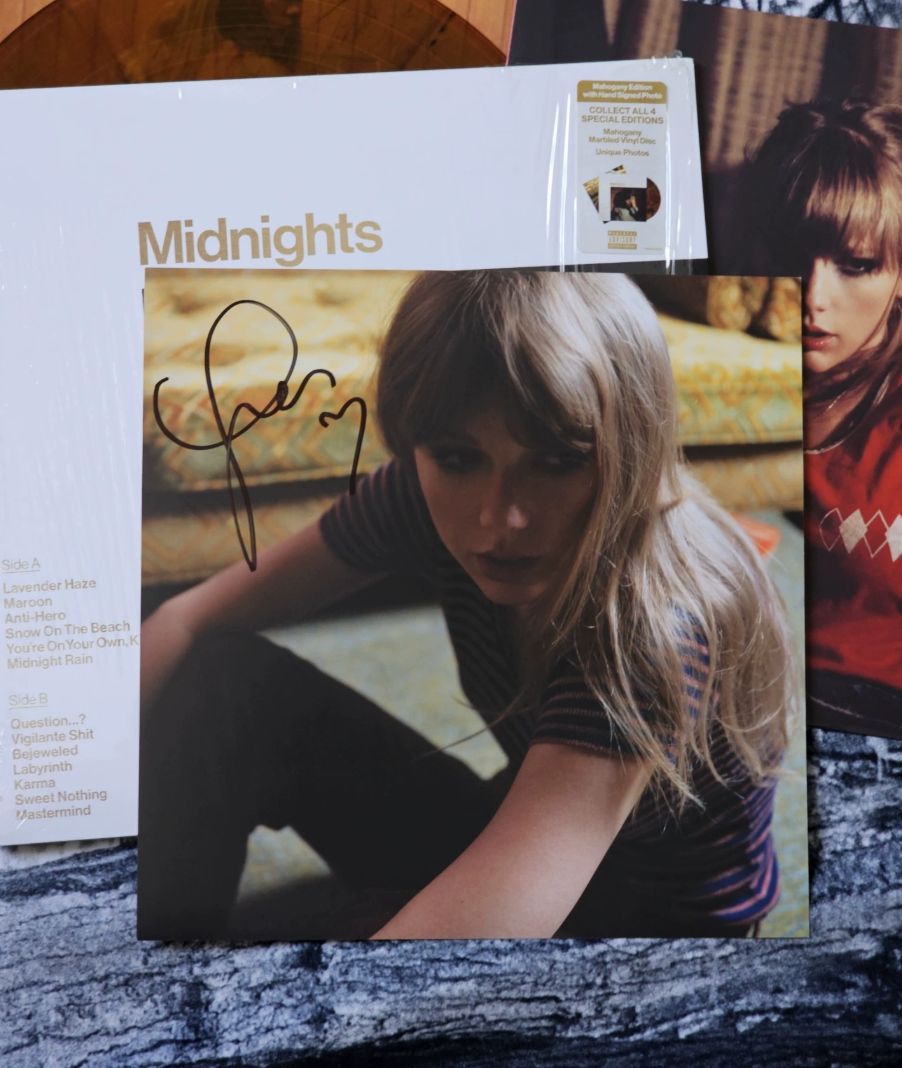 Taylor Swift – Midnights Mahogany Signed Poster With Sticker Opened