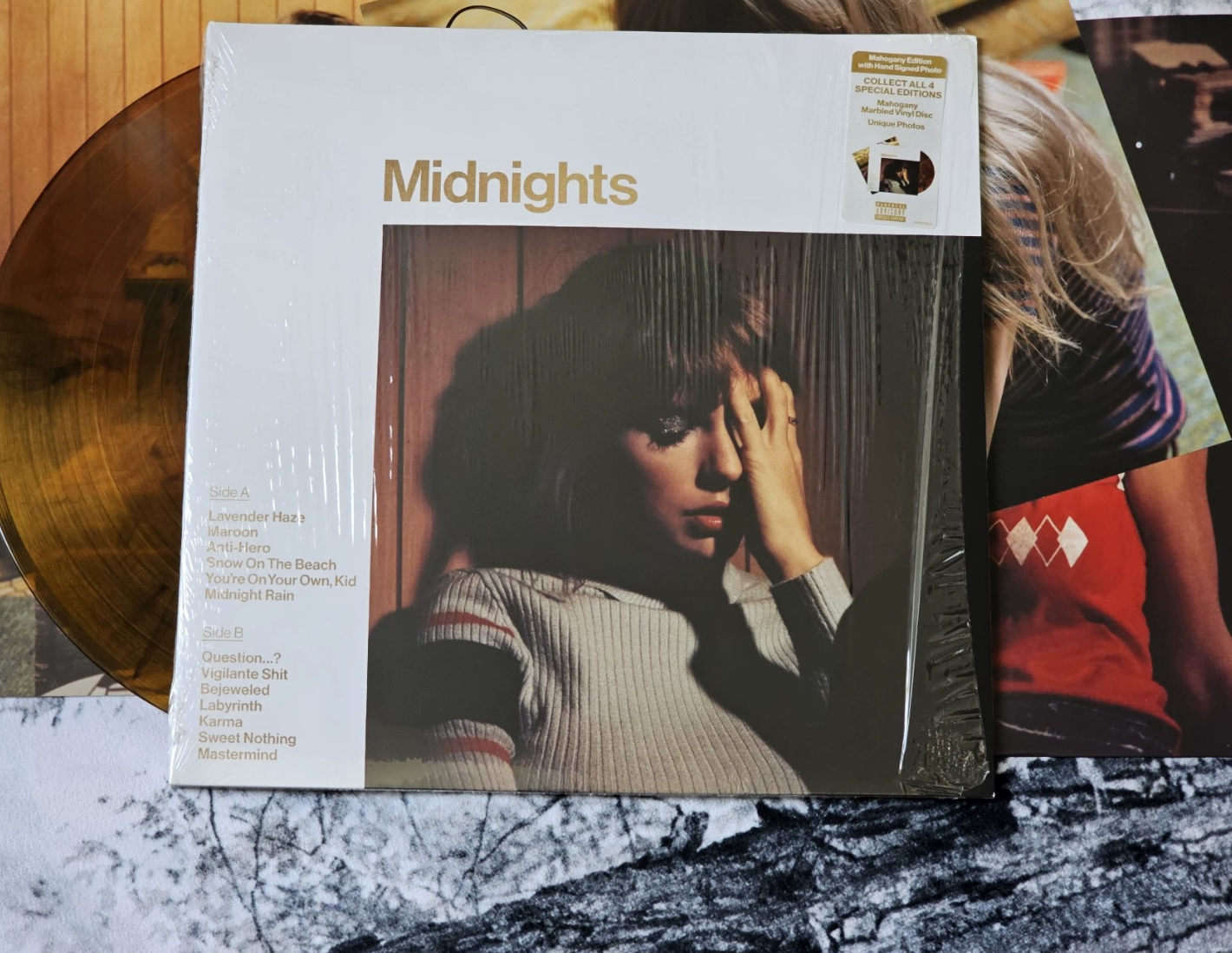 Taylor Swift – Midnights Mahogany Signed Poster With Sticker Opened