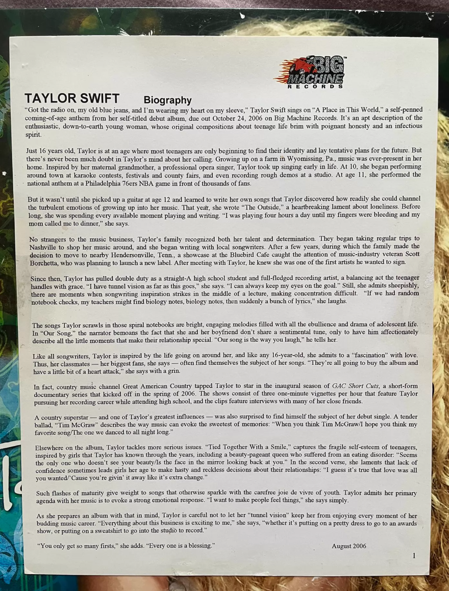 Taylor Swift – Debut RSD Signed Bundle + Poster + Red Autograph Sleeve