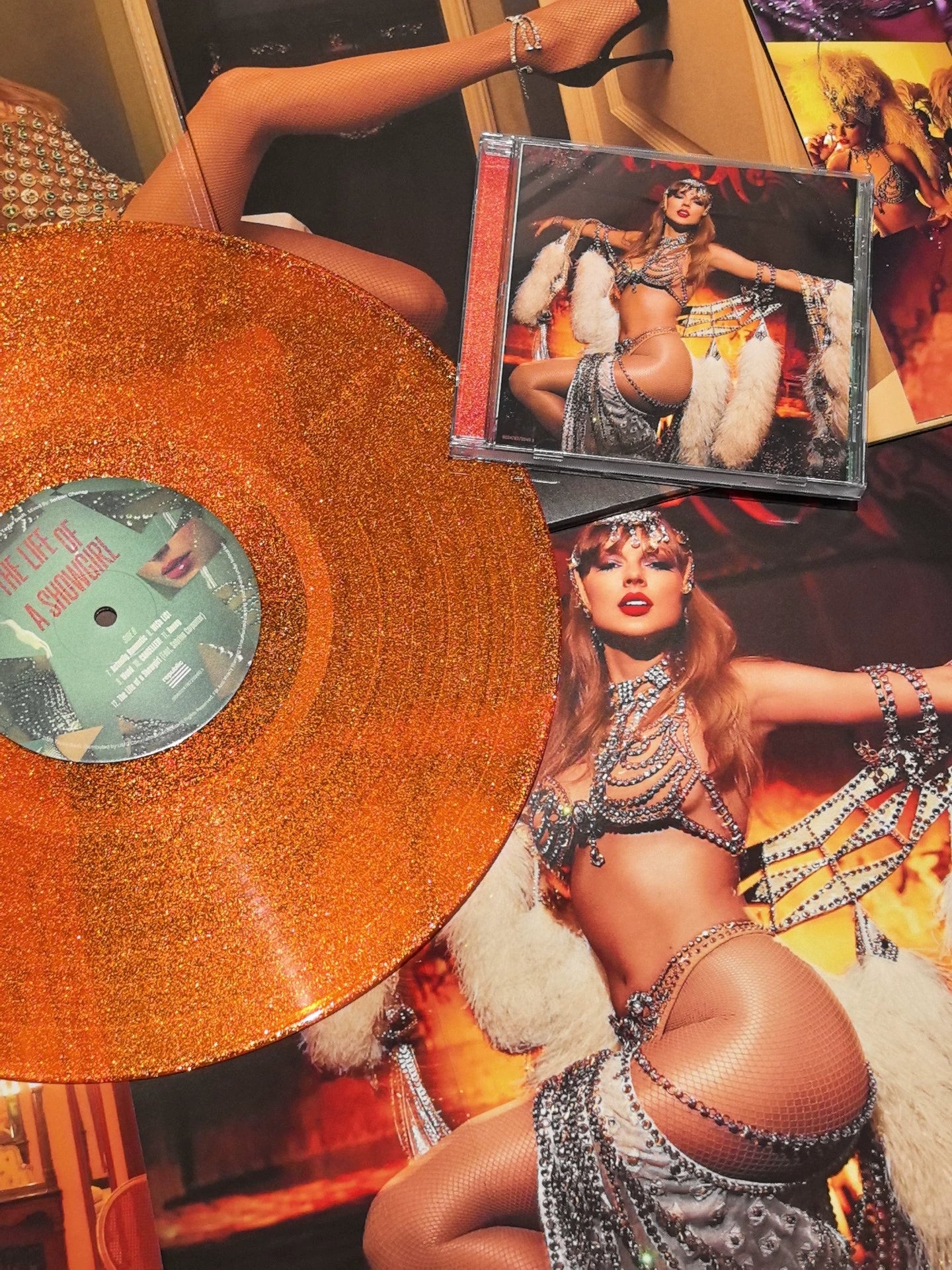 Taylor Swift – The Life of a Showgirl Portofino Orange Glitter Vinyl LP — Opened