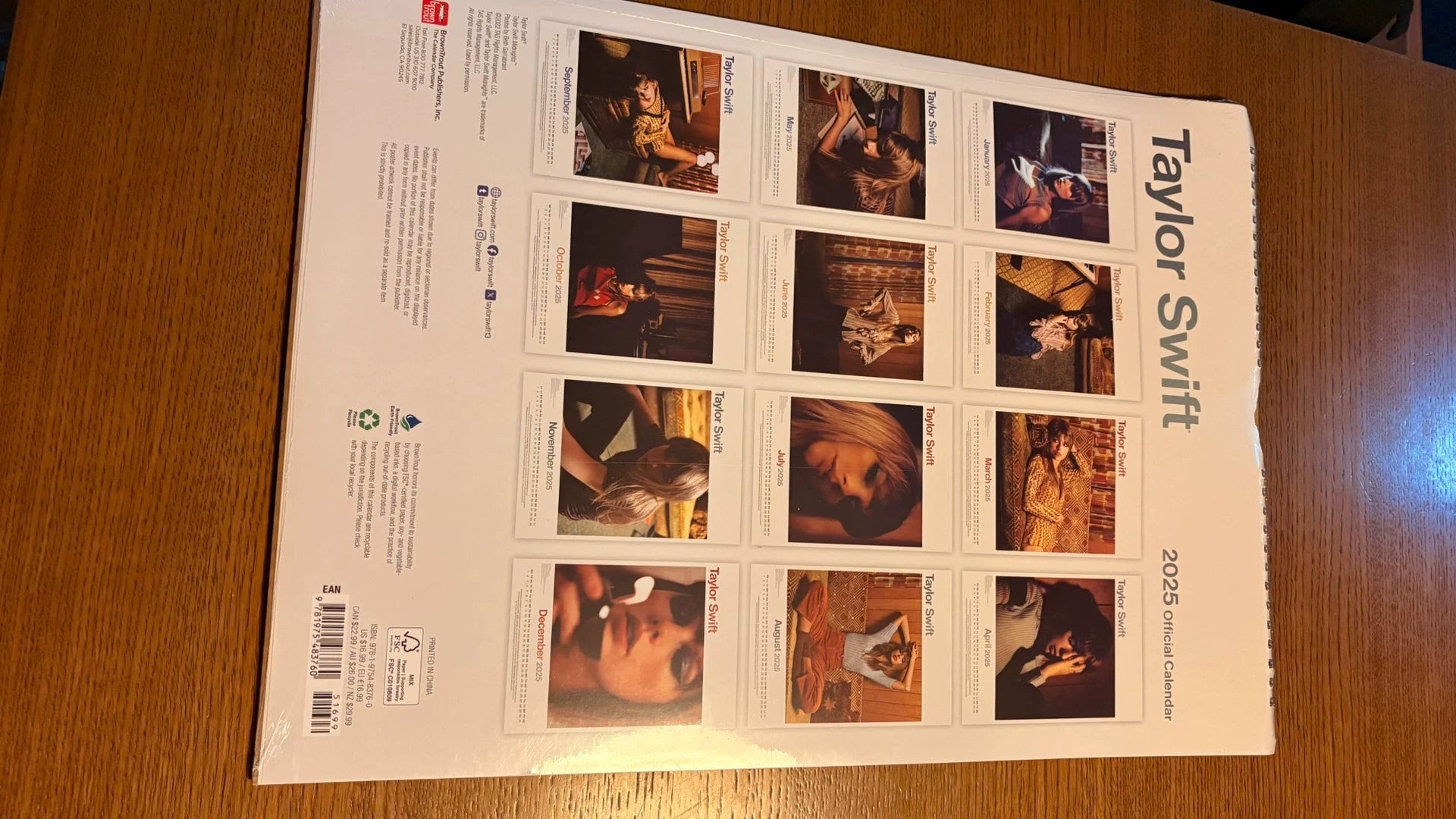 Taylor Swift 2025 Official A3 Calendar Poster – Sealed