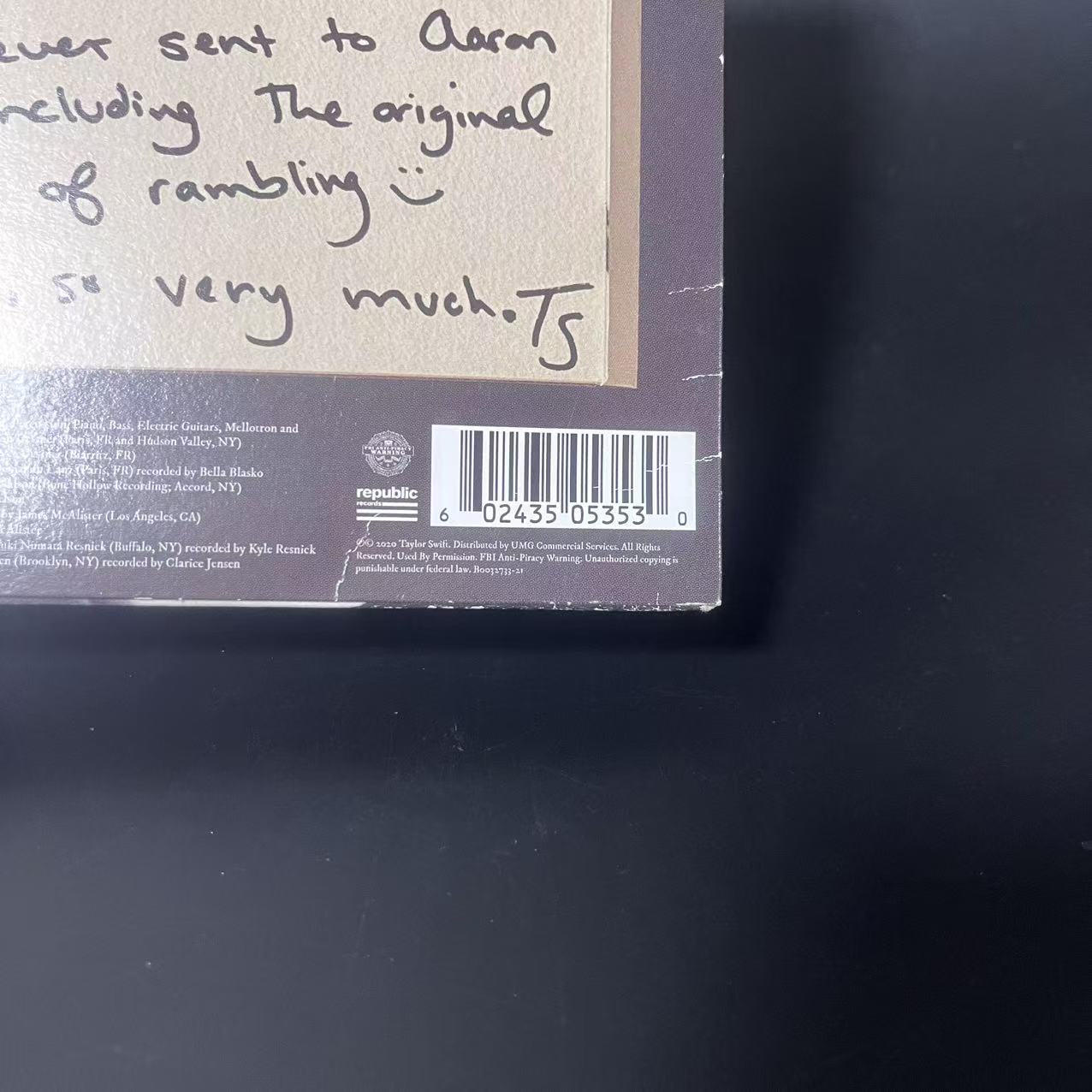 Taylor Swift – Cardigan (+ Songwriting Voice Memo) Gold Vinyl 7" NM/VG+