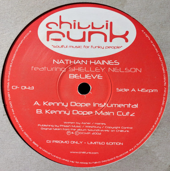 Nathan Haines Featuring Shelley Nelson : Believe (12", Ltd, Promo)