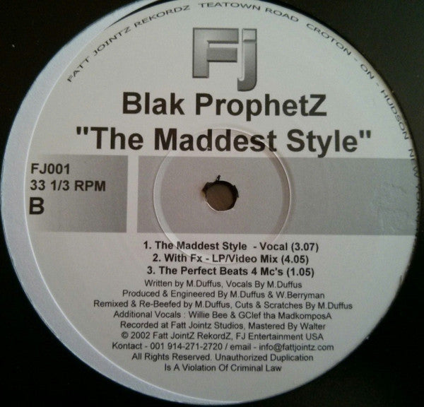 Blak Prophetz : With FX (12")