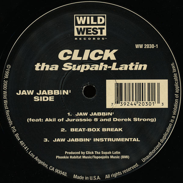 Click Tha Supah Latin : Sandstorm / Jaw Jabbin' (12", Maxi)