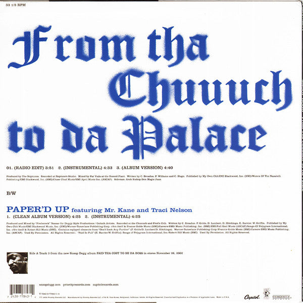 Snoop Dogg : From Tha Chuuuch To Da Palace (12", Single)
