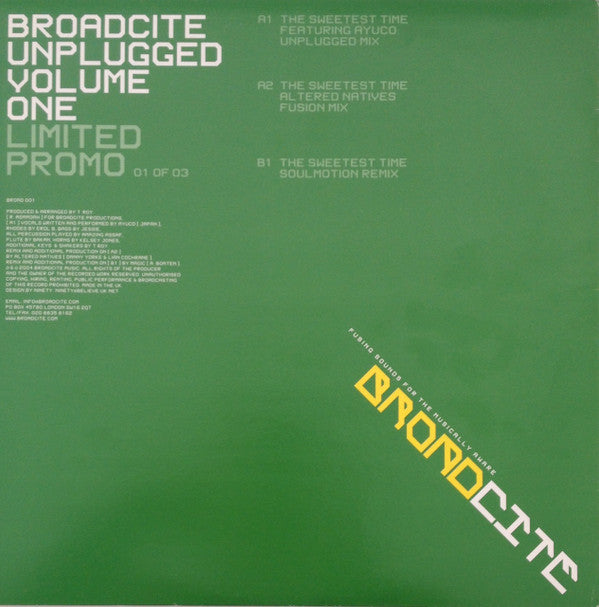 T Roy Featuring Ayuco : Broadcite Unplugged Volume One (Part 1) (12", Ltd)