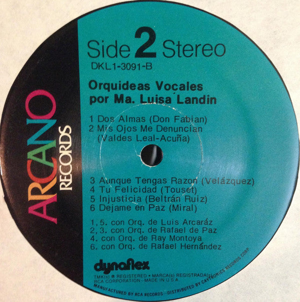 Maria Luisa Landin : Orquideas Vocales Por Ma. Luisa Landin (LP, Album, Comp)