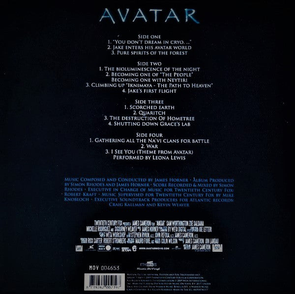 James Horner : Avatar (Music From The Motion Picture) (2xLP, Ltd, Num, Blu)