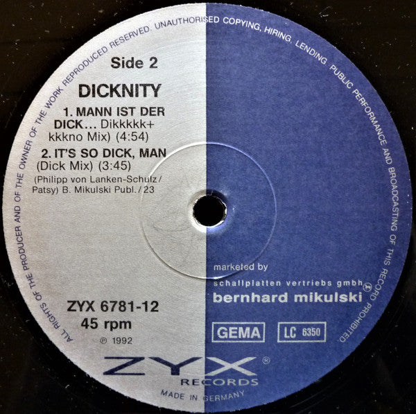 Dicknity : Mann Ist Der Dick... (12", Maxi)