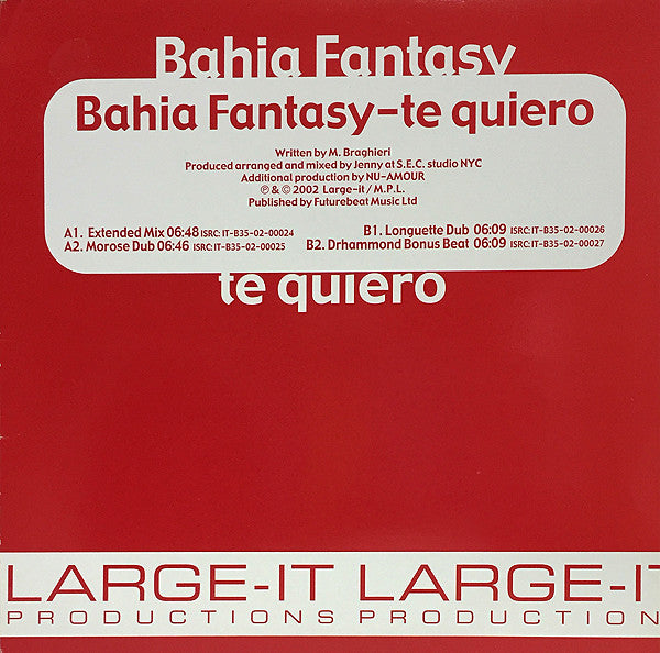 Bahia Fantasy : Te Quero (12")