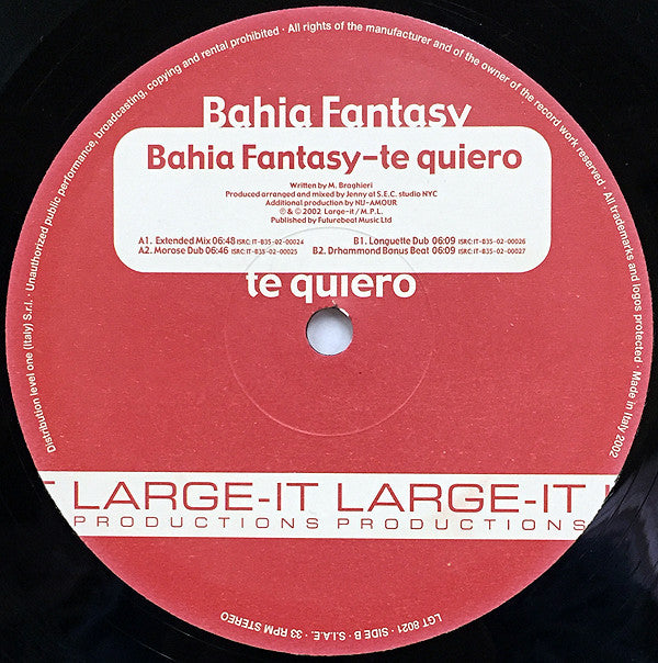 Bahia Fantasy : Te Quero (12")
