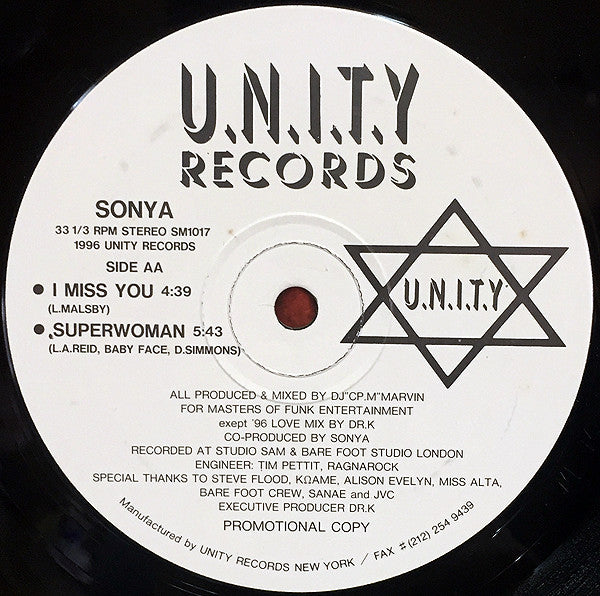 Sonya (17) : Not The Man That I Need (12", Promo)
