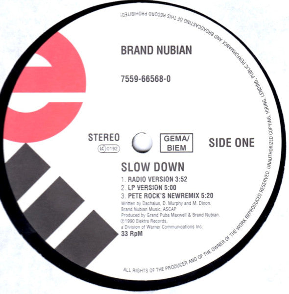 Brand Nubian : Slow Down (12", RP)