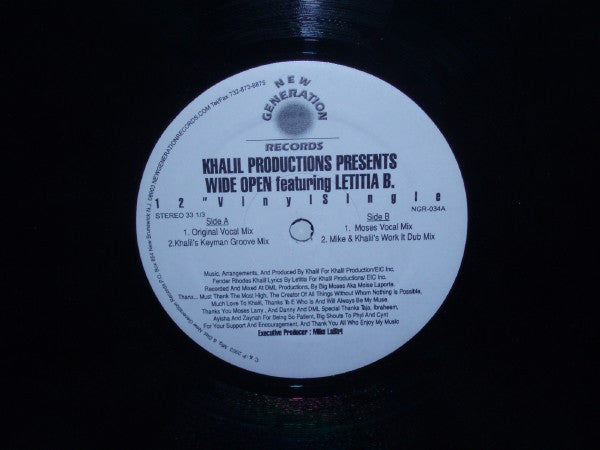 Khalil Productions Featuring Letitia B : Wide Open (12", Single)