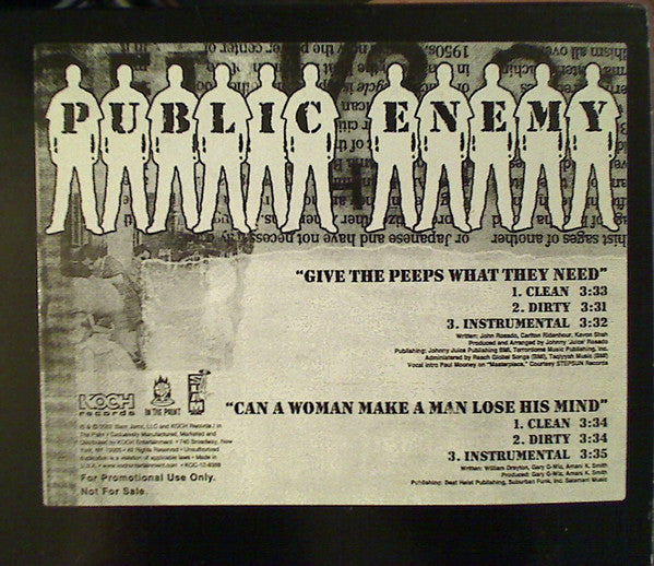 Public Enemy : Give The Peeps What They Need / Can A Woman Make A Man Lose His Mind (12", Promo)