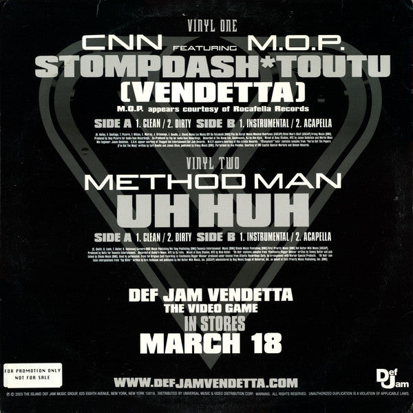 Capone -N- Noreaga / Method Man : Def Jam Vendetta (2x12", Ltd, Promo)