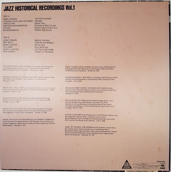 Various : Jazz Historical Recordings Vol. 1 (LP, Comp, Mono)