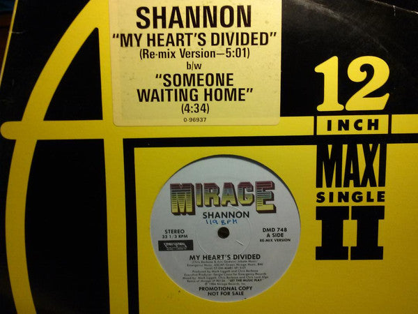 Shannon : My Heart's Divided (Re-Mix Version) (12", Maxi, Promo)