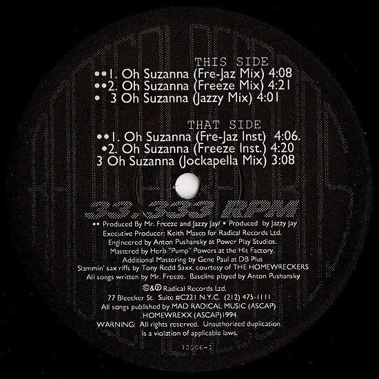 Mr. Freeze And The Homewreckers : Oh Suzanna (12")