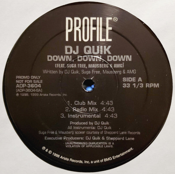 DJ Quik : Down, Down, Down (12", Single, Promo)
