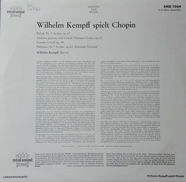 Wilhelm Kempff : Wilhelm Kempff Spielt Chopin (LP)