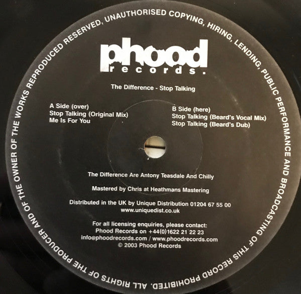 The Difference (4) : Stop Talking (12")
