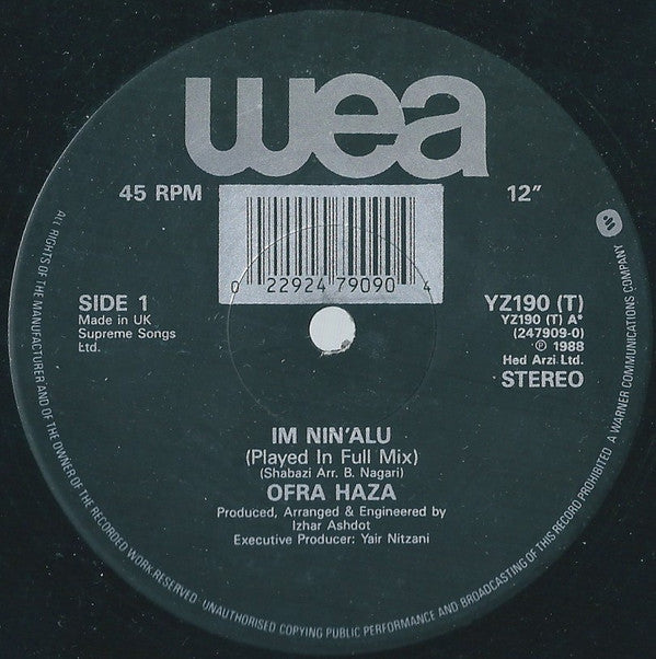 Ofra Haza : Im Nin'Alu (Played In Full Mix) (12")