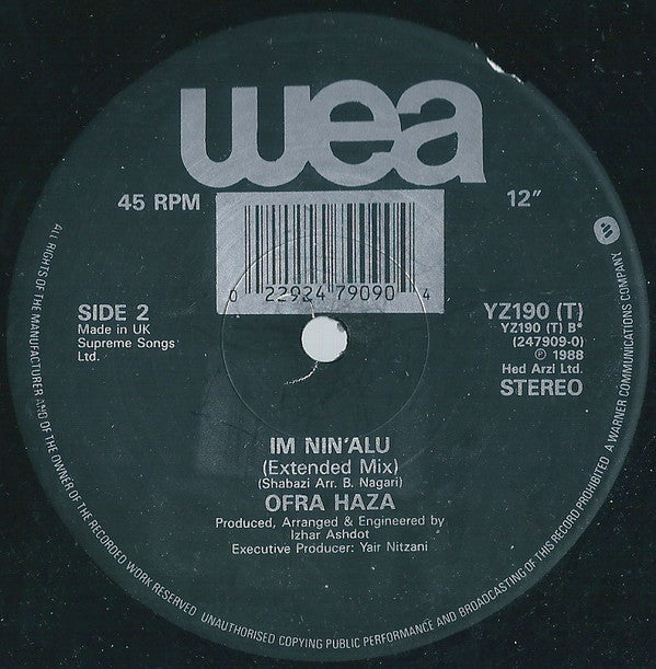 Ofra Haza : Im Nin'Alu (Played In Full Mix) (12")