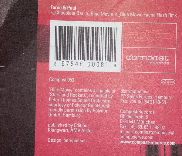 Force & Paul : Chocolate Bar_Blue Movie (12")