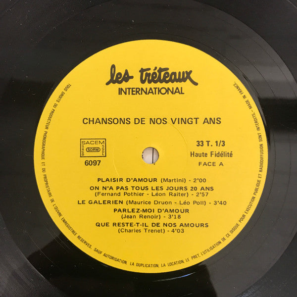 Fernand Lorillard & Francine Mercier : Chansons De Nos Vingt Ans (LP)
