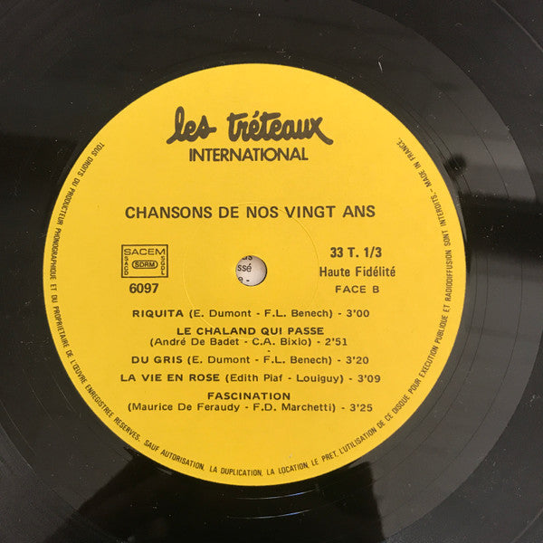 Fernand Lorillard & Francine Mercier : Chansons De Nos Vingt Ans (LP)