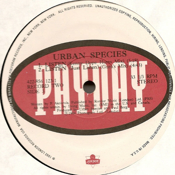 Urban Species Featuring MC Solaar : Listen (2x12", Single)
