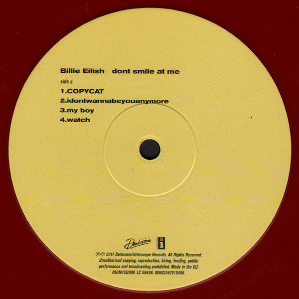 Billie Eilish : Dont Smile At Me (12", EP, Red)