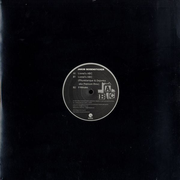 Jakob Seidensticker : Lionel's ABC (12")