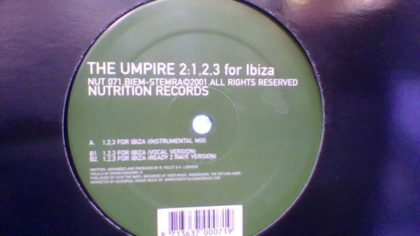 The Umpire : 1, 2, 3 For Ibiza (12")