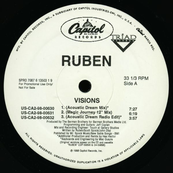 Ruben (8) : Visions (12", Promo)