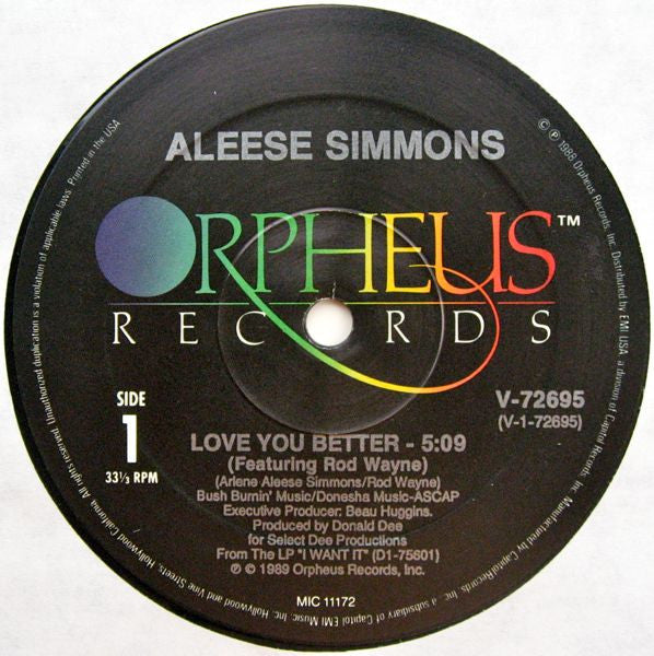 Aleese Simmons : Love You Better (12")