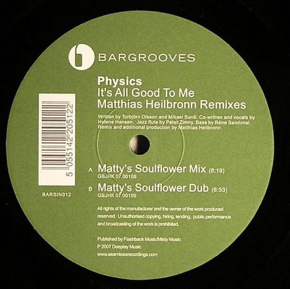 Physics : It's All Good To Me (Matthias Heilbronn Remixes) (12")